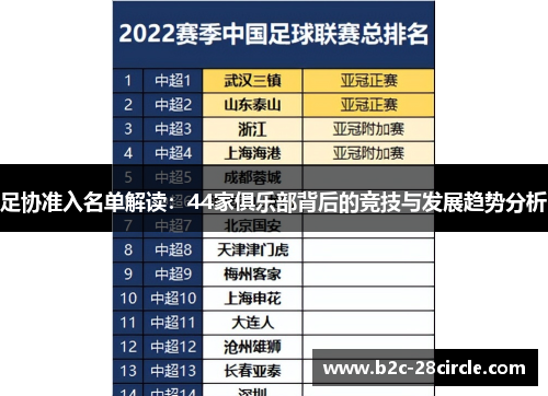 足协准入名单解读：44家俱乐部背后的竞技与发展趋势分析